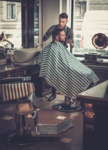 Close-up of a classic fade haircut styled to perfection in Anchorage.