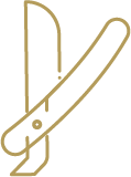 Straight razor icon for professional clean shave and beard lining services.